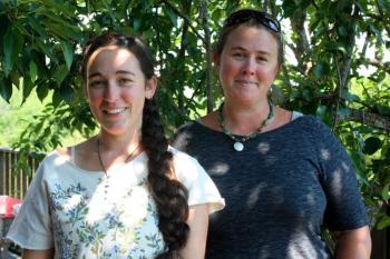 From left, Briar Fishman and Ladleah Dunn. Briar and her husband, Jon Fishman, are completely renovating the Lincolnville Center General Store and Ladleah joined them as a partner and general manager, creating the business plan and helping construct myriad other aspects of giving Lincolnville a real local general store. (Photo by Holly S. Edwards)