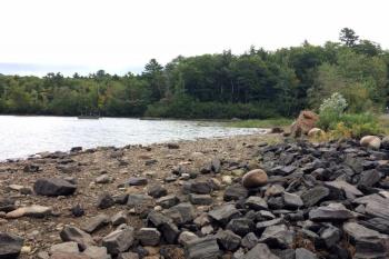 The shoreline at Bog Bridge, off Route 105 in Camden, is not usually seen like it is in this photo taken Sept. 23. (Photo by Holly S. Edwards)