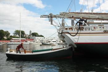 Yawl boats are used to manuever the big schooners, many of which have no engines and rely on them to get them in and out of harbors. (Photo by Holly S. Edwards)