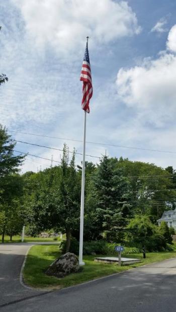 The flag is on display at the entrance to Glen Cove Inn and Suites. (Photo by Sarah Shepherd)
