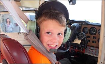 JJ prepares for a flying lesson at the Belfast Airport on Saturday, September 17.