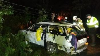 Crews work at the scene of the late Sept. 3 crash on River Road. Courtesy of Edgecomb Assistant Fire Chief John Potter