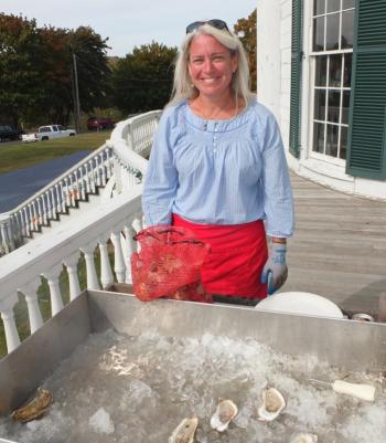 Mary Murphy of Woods Hole, MA with her Sippiwissett Oysters,