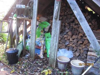 Bags of kindling, from Twin Brooks Stretcher, and this year’s dry firewood.
Photo by Diane O’Brien woodshed