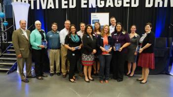 Camden National Bank’s 2016 employee award winners with CEO Greg Dufour. Pictured L-R: Dufour, MaryBeth Munroe, Brent Grace, Al Butler, Michelle Dunn, Ray Jean, Nancy Tracy, Kathleen Dodge, Libby Arrico, Josh Nash, Kate Bellmore, Suzanne Cifaldo and Megan Kennedy. (Not Pictured: Katie Rose and Andrew Eugley)