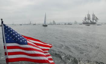 The photo of L’Hermione, as she glides up Penobscot Bay toward Castine in July 2015 won first place at the Maine Press Association 2016 awards ceremony, Oct. 29. (Photo by Lynda Clancy)
