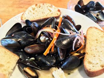 For the price of the succulent, ridiculously scrumptious mussels they serve at Damariscotta River Grill, along with the Hootenanny ciabatta bread, go there and get some. SUZI THAYER/Boothbay Register