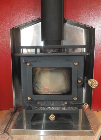 The small compact stove provides abundant heat.