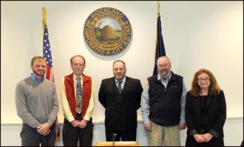 Rockland City Council left to right: Mayor Will Clayton, Larry Pritchett, Adam Ackor, Ed Glaser and Valli Geiger (Photo by Chris Wolf)