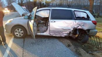Stephanie Thostenson-Hammond’s 2004 Toyota passenger van was totaled in the crash. (Courtesy Camden Police Department)
