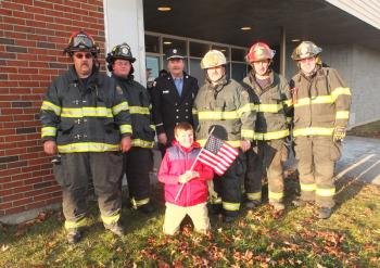 Members of the Waldoboro Fire Department: Captain Mark Gifford, Firefighter Gabriel Cooley, Lt. Roy Hatch, Assistant Chief Bill Maxwell, Capt. John Blodgett and Firefighter Carl Santhenson. Kneeling is Dave Lash, Campus Fire Chief