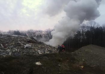 Rockport Fire Department was called to the Mid-Coast Solid Waste transfer station’s landfill early Monday morning, when a fire was reported to be burning in the landfill itself. (Courtesy Rockport Fire Dept.)