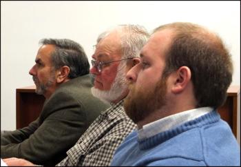 Wes Daniels, Selectman, Washington; John Spear, State Representative District 92 and Dave Miramant, State Senator District 12 listen intently to town and county officials Thursday night.