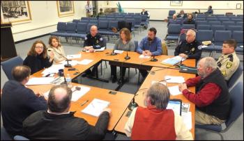 Members of the law enforcement community and Rockland City Council members meet to discuss the marijuana referendum that will eventually affect the city. (Photos by Chris Wolf)