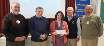 Knox County Dental Clinic Executive Director Meredith Batley is pictured here with (from left to right) Rotarians Ken Mitchell, president, Richard Householder, Dr. Tony Bates and Bruce Cobb.