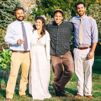 From left: Gus Lookner, Jenna Lookner, Gray Light-Lookner and Carlo Light-Lookner at the October 2014 of Jenna Lookner to Ethan Yankura. (David Wright Wedding Photography)