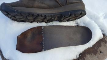 “The boot insert with the sewed on tip was the end of my negative day where my boot insert fell into the fire and burnt the tip of it off and I had to repair it with paracord and a piece of leather from my Saw sheet. I still wear the boot that way to this day as a reminder not to let your guard down.”
