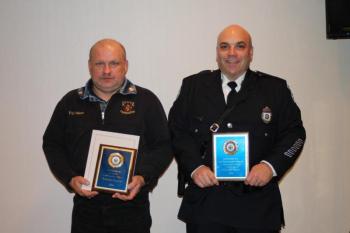Edward Colson Jr. and Rockland Police Officer William Smith were honored with a Life Saving Award, by the Maine Chiefs of Police Association, at their annual banquet in South Portland. (Photo courtesy of Rockland Police Department)
