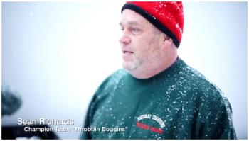 Longtime toboggan racer Sean Richards, of the Throbbin Boggins, talks with filmmaker Todd J. Burgess.