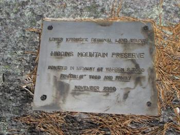 Memorial plaque at the summit of Higgins Mountain. PHIL DI VECE/Wiscasset Newspaper