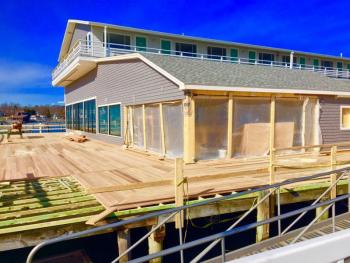 Renovations at Oceanside, the former Rocktide, include an expanded deck area with new pilings underneath. SUZI THAYER/Boothbay Register