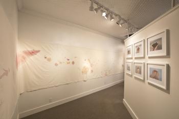 Her exhibition at Maine Farmland Trust Gallery. (Photo by Heather Lyon)