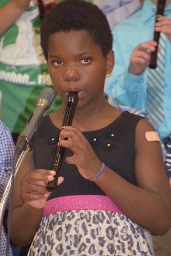 Mauwa Jordan plays her recorder.