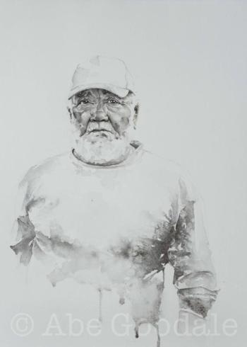 One of the rare watercolors he painted that depicts a lobsterman looking straight into the camera. (Photo courtesy Abe Goodale)