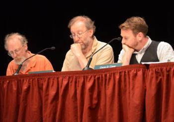 Rockport Town Select Board members Geoff Parker, Ken McKinley and Owen Casas. (Photo by Lynda Clancy)