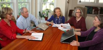 Members of the Midcoast Editors Alliance bring wide-ranging professional backgrounds to their work with novelists, nonfiction writers, screenwriters, business people and media professionals. Pictured left to right are Kathrin Seitz and Richard Anderson, of Rockport; Sheila Polson, of Lincolnville; Laura Bonazzoli, of Rockport; and Camden resident Joan Phaup.