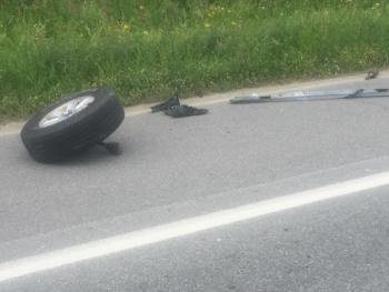 Debris on Commercial Street following the crash. (Photo courtesy of Rockport Fire Department)