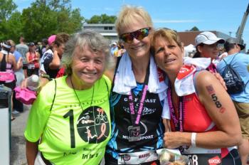 The three of us – me, my sister and cousin – after the Triathlon on Sunday in South Portland. (Photo courtesy Ted O’Meara) me, bits, mandy