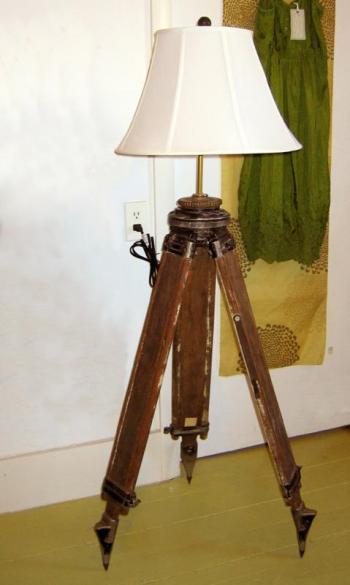 A lamp made from a surveyor’s tripod. (Photo courtesy Maurice Klapfish)