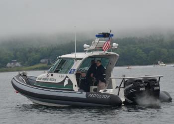 Mainer Marine Patrol on deck. (Photo by Lynda Clancy)