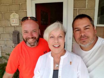 Nathaniel Bernier (left) and Juan Alcala (right), meet with the Mayor of St. Augustine, Nancy Shaver.