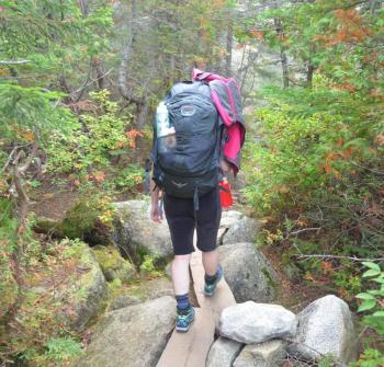 Hiking up Chimney Pond Trail, 3.3 miles to the campground.