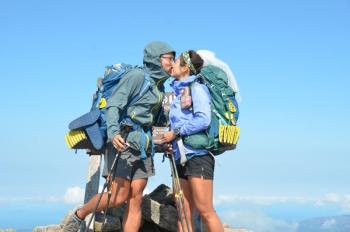 At the top, a South Korean couple celebrated their first honeymoon after 141 days on the Appalachian Trail. (Photo by Lynda Clancy)