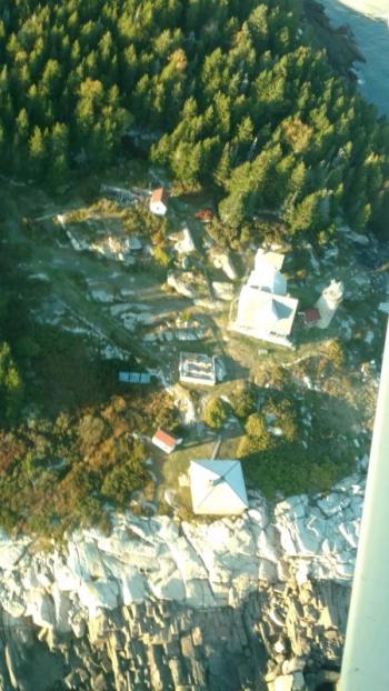 Aerial photos of Whitehead Island on the day after an outbuilding burned. (Photo by Gus Lookner)