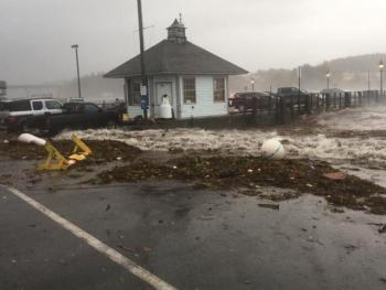 Seaweed washed ashore during the storm. (photo courtesy of the Belfast Police Department)