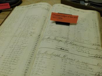 Original store ledger. (photo by Erica Thoms)