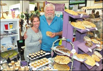 “Cup Cake Katie” Maddocks bakes and serves regular and gluten-free cupcakes along with Bob Perol, The Pie Guy. They are both from Unity and sell there wares at the United Farmers Market in Belfast.