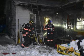Rockport firefighters along with mutual aid from the Camden, Rockland, and Hope fire departments responded to a structure fire just after 4:30 p.m. on the West Street Extension in Rockport Jan. 4. (Photo courtesy of the Rockport Fire Department)