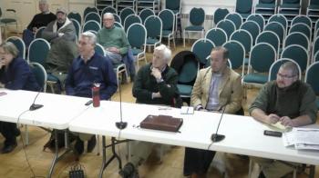 Rockport Library Committee member Ann Filley, Gartley and Dorsky site plan engineer Will Gartley, architect Stephen Smith, Justin, and Library Director Ben Blackmon.