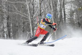 Lucas Fisher during the KVAC Alpine Ski Championship on Saturday, Feb. 10 in Farmington. (Courtesy Becky Lowe)