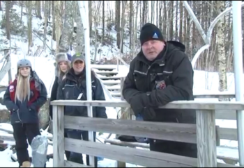 Stuart Young will be replicating this pose at the top of the toboggan chute at the Camden Snow Bowl Feb. 8-11 during the annual races, while wearing his new prosthesis, which along with his determined attitude, is getting him “back at the top.” (Photo courtesy of Holly Edwards)