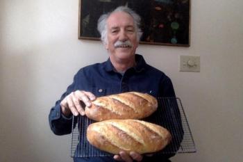 Bill Babb with fresh baked loaves. (Photo courtesy Bill Babb)