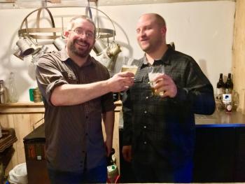 Dan Pangburn, left, and Nick Ullo, Footbridge Brewery owners and best friends. SUZI THAYER/Boothbay Register