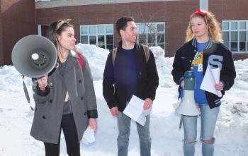 Camden Hills student organizers Lindsey Reilly, Jackson Chadwick and Pearl Benjamin.