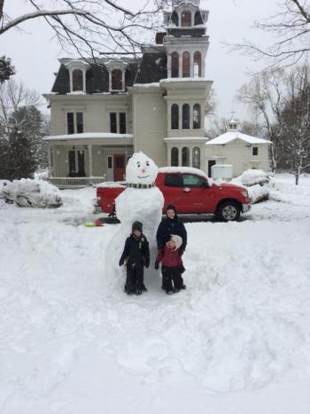 A colossal snowman on Pascal Avenue in Rockport. (Photo courtesy of Stacey Contakos)