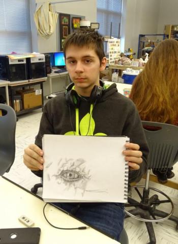 Other artists at work in the art room include: Hunter Vines...
(photo by Erica Thoms)